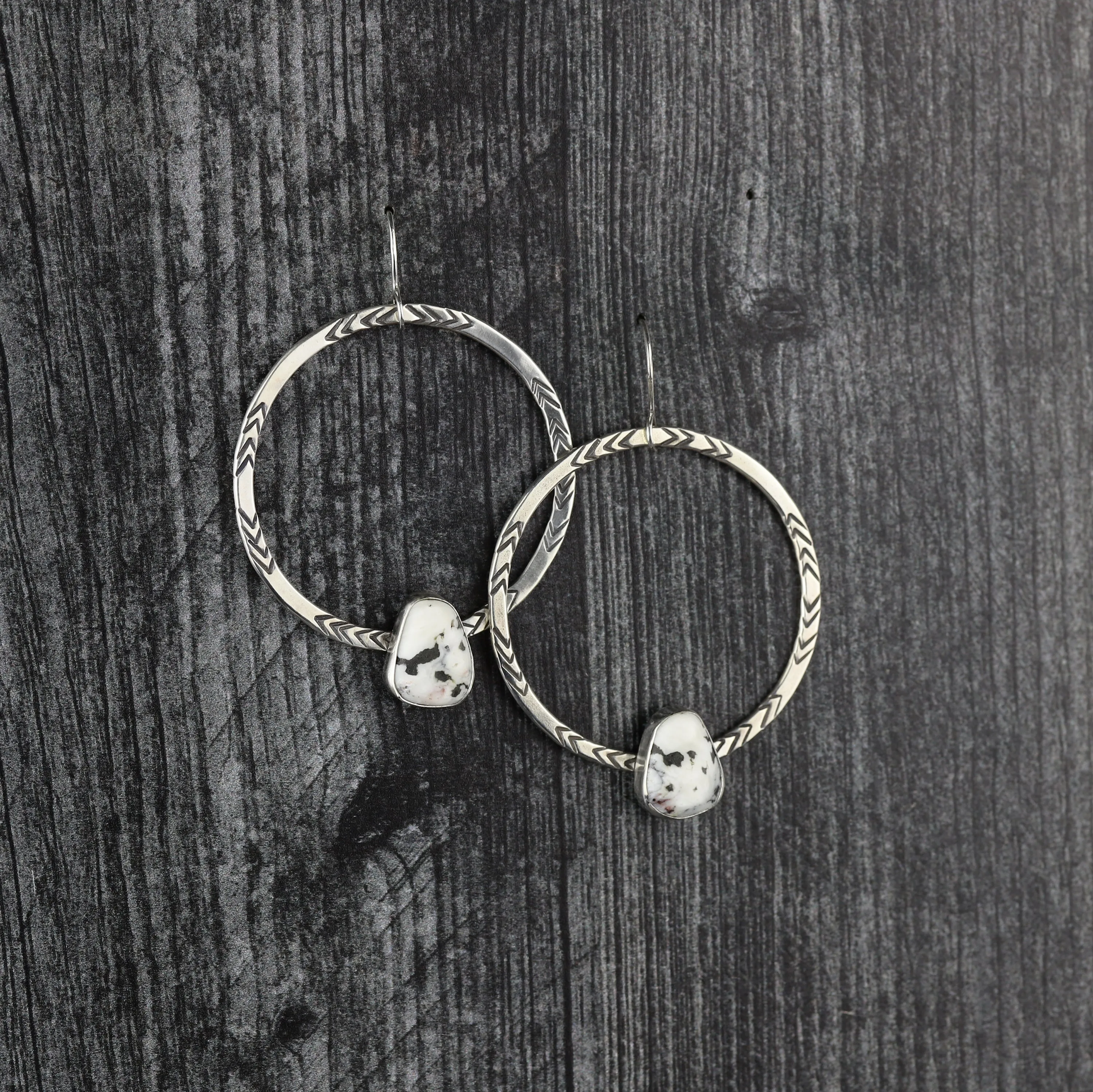 White Buffalo Hoop Earrings