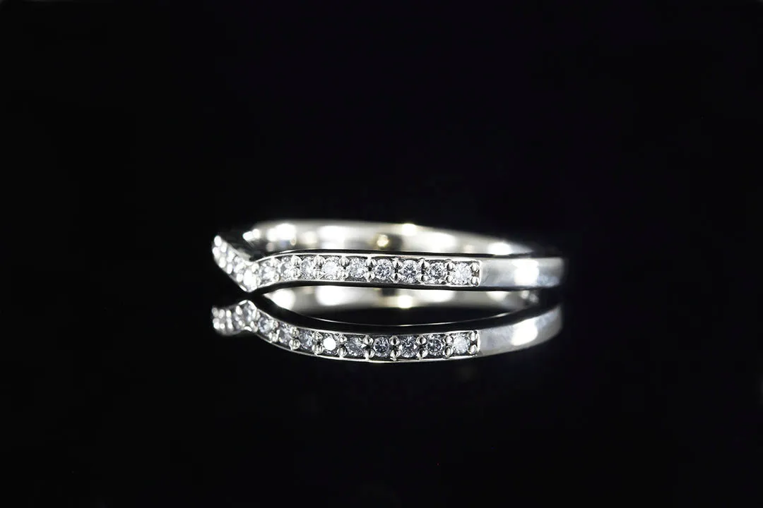 White Gold Diamond Chevron Accent Ring