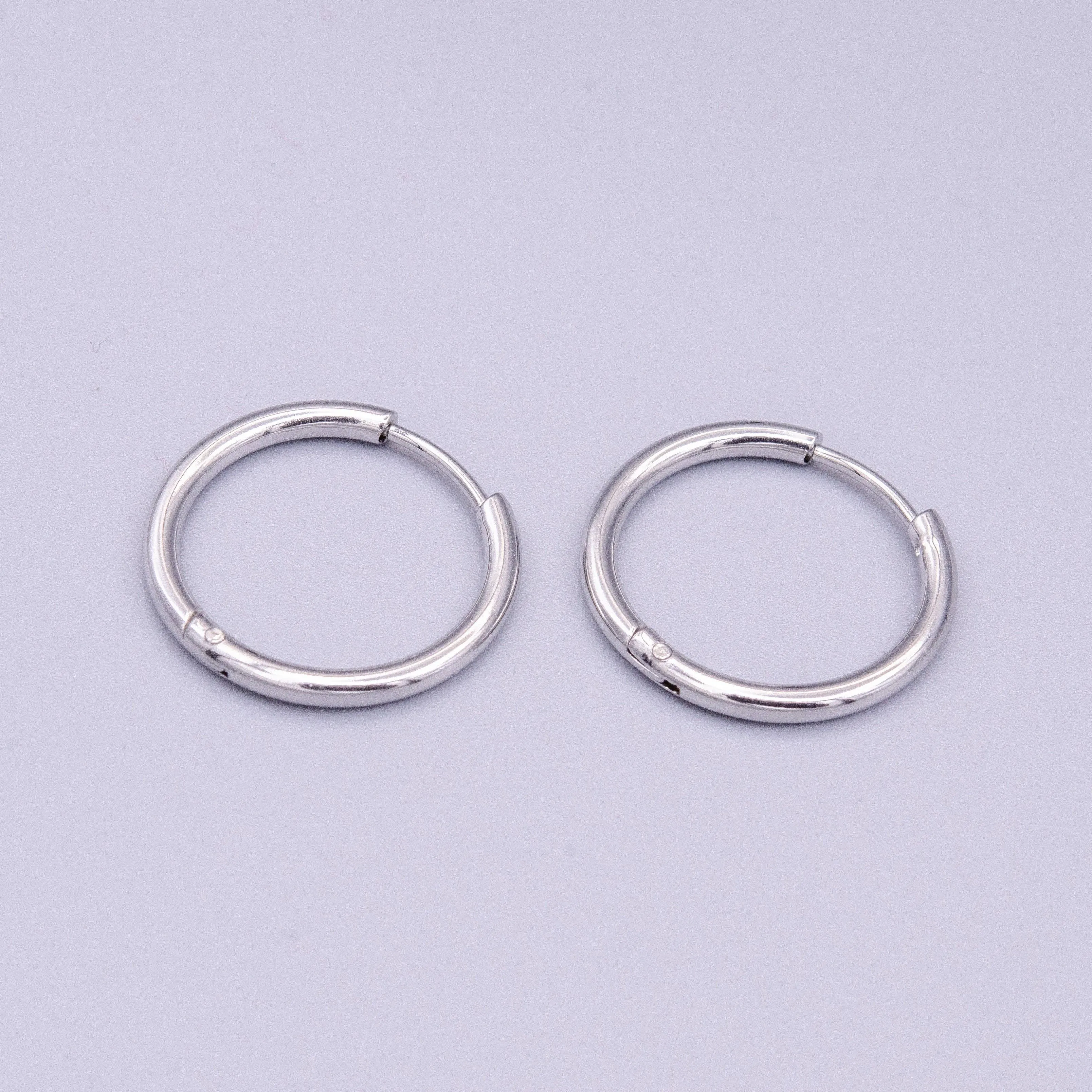 White Gold Filled -Silver Minimalist Huggie Endless Hoop Earrings