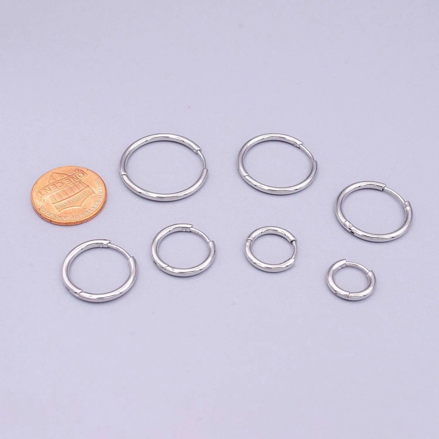 White Gold Filled -Silver Minimalist Huggie Endless Hoop Earrings
