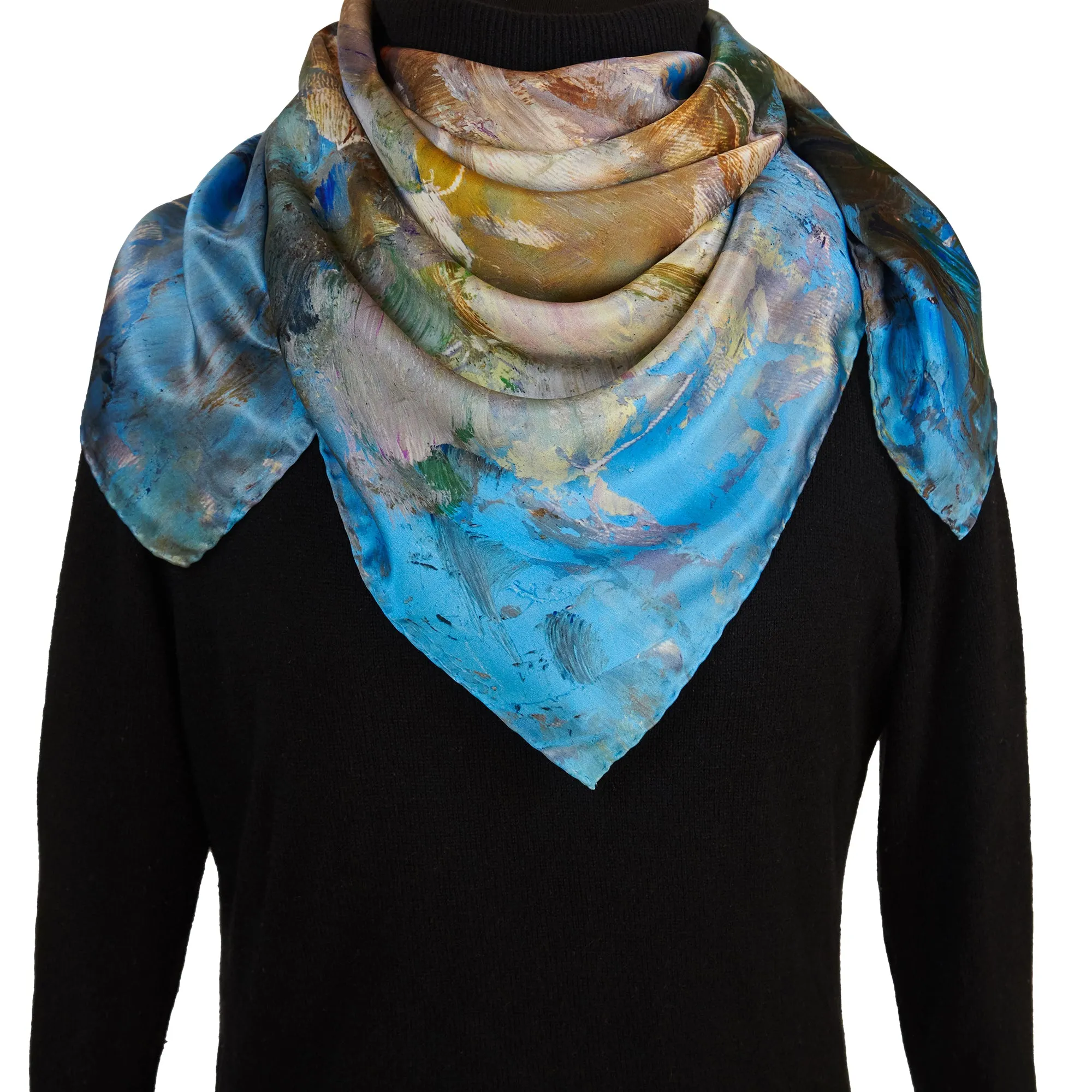 White Magnolias, 35-inch Square Italian Silk Scarf