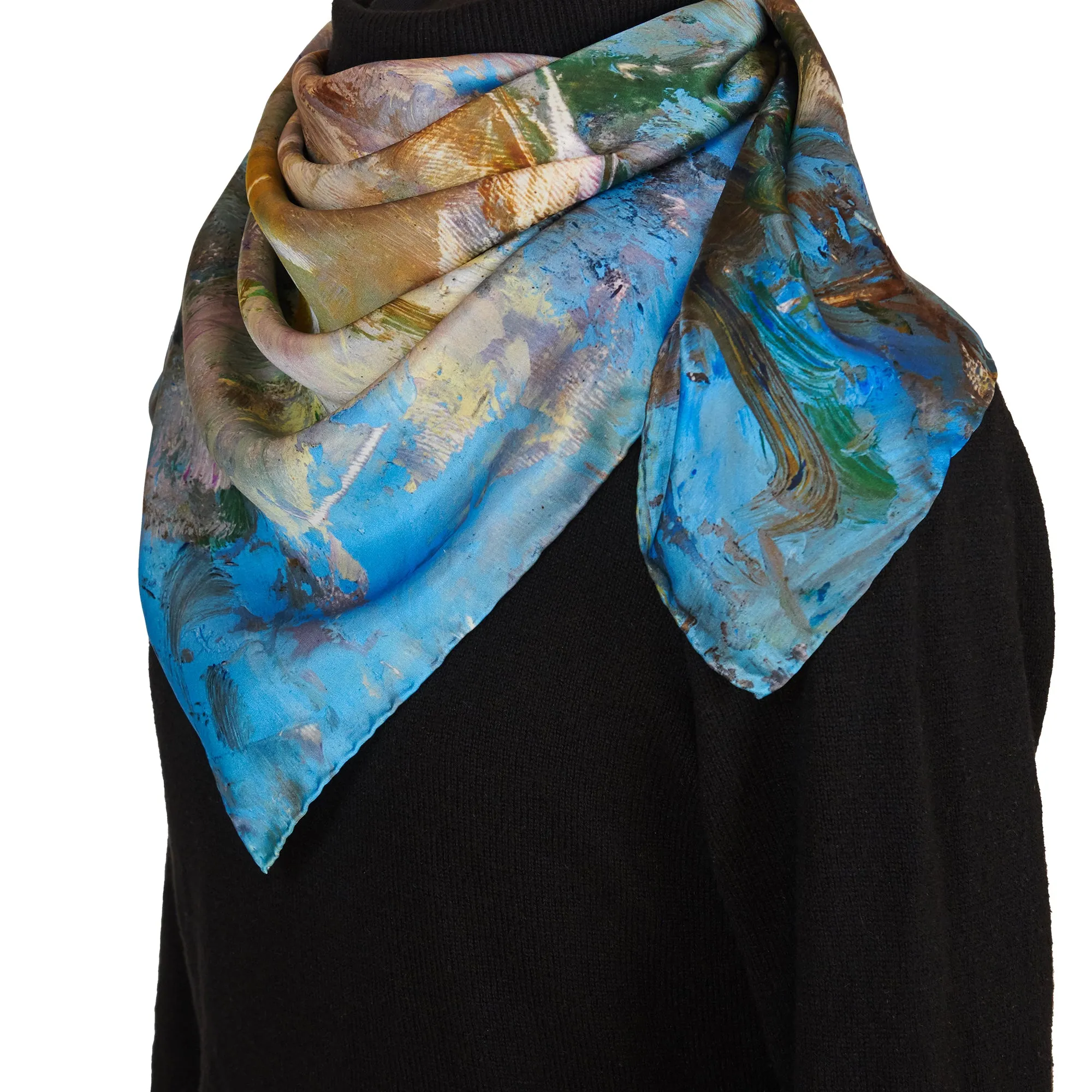 White Magnolias, 35-inch Square Italian Silk Scarf