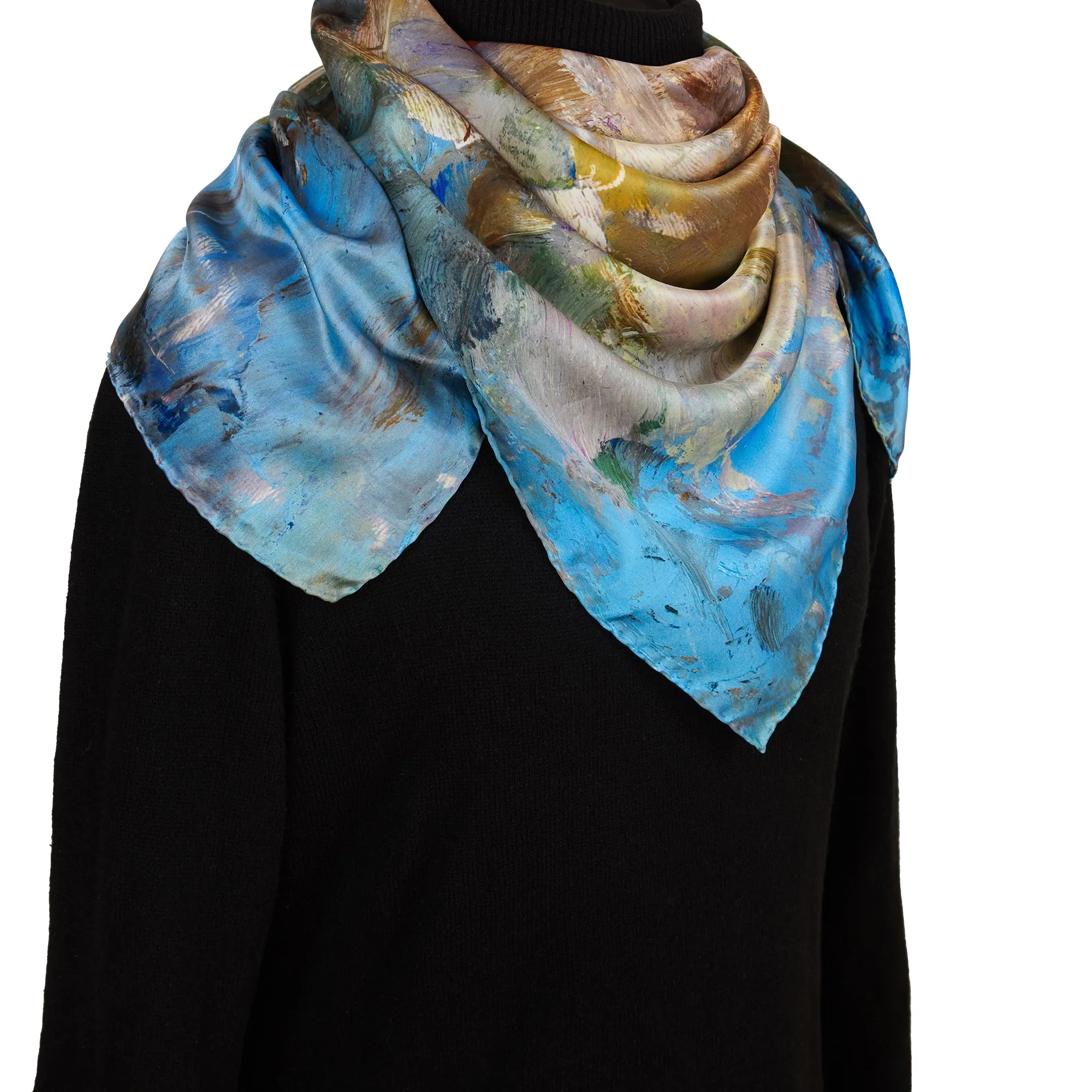 White Magnolias, 35-inch Square Italian Silk Scarf