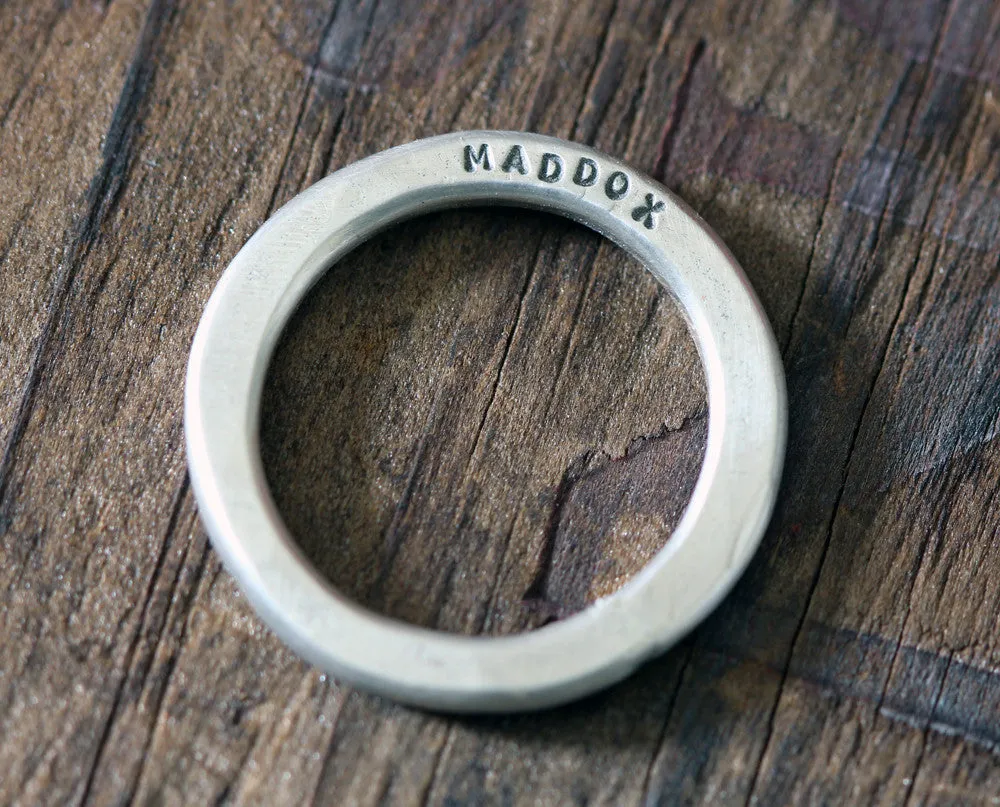 Wide Band Personalized Hammered Band Ring (S0274)