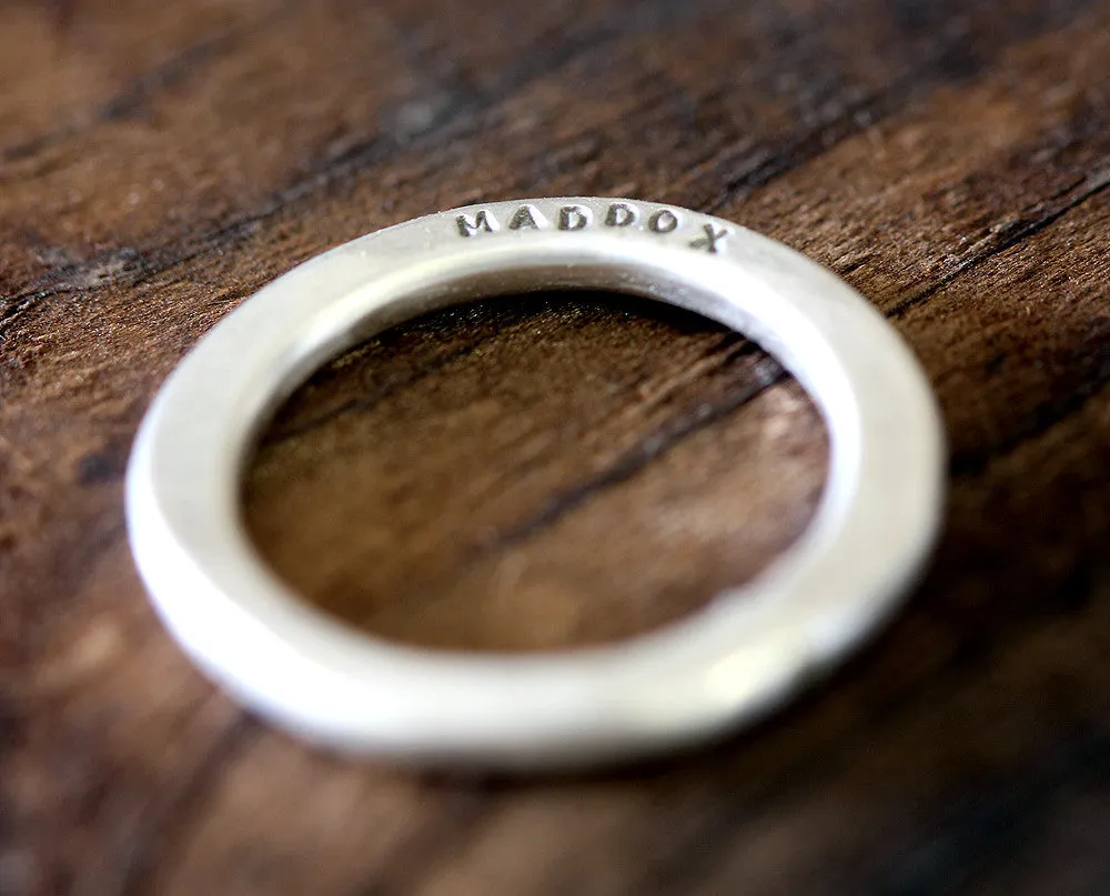 Wide Band Personalized Hammered Band Ring (S0274)