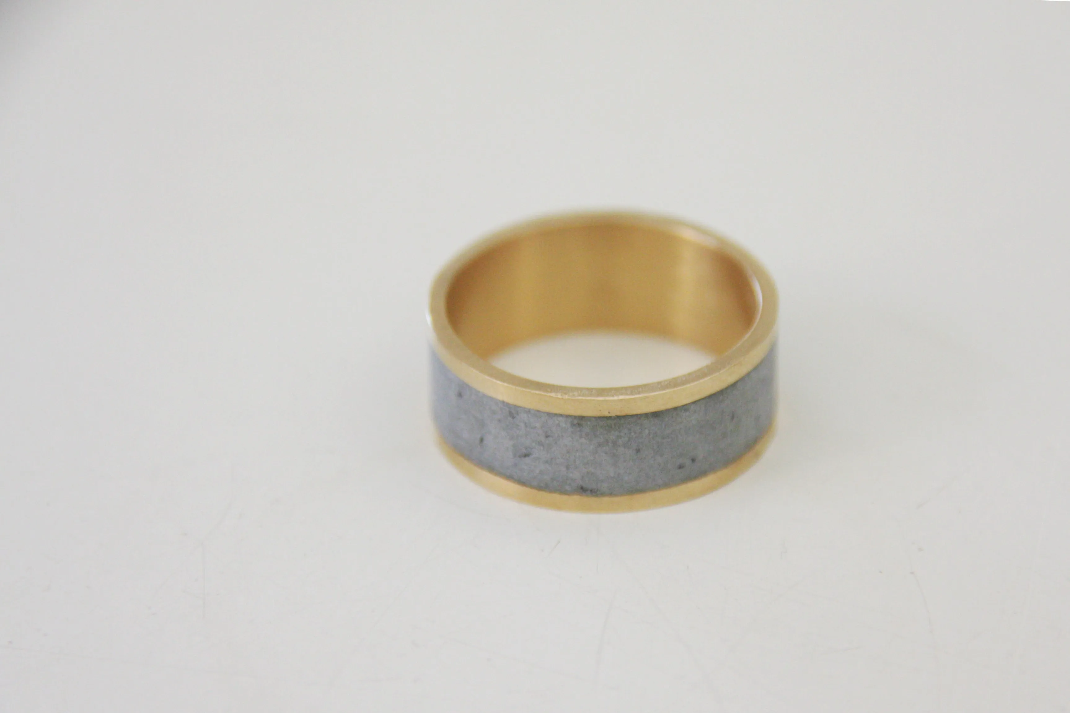 Wide Gold And Concrete Ring