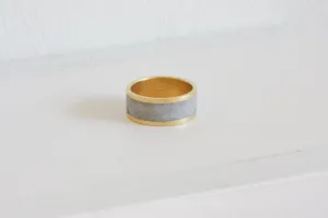 Wide Gold And Concrete Ring