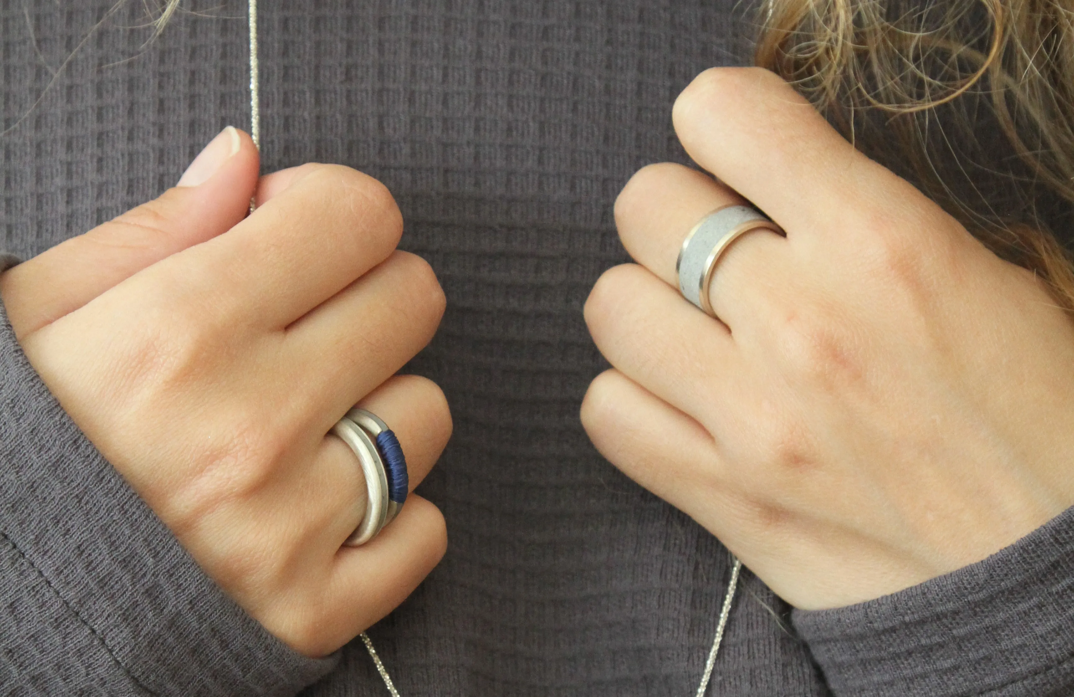 Wide Gold And Concrete Ring