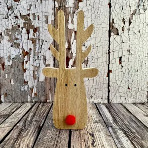 Wooden Reindeer Head with red nose