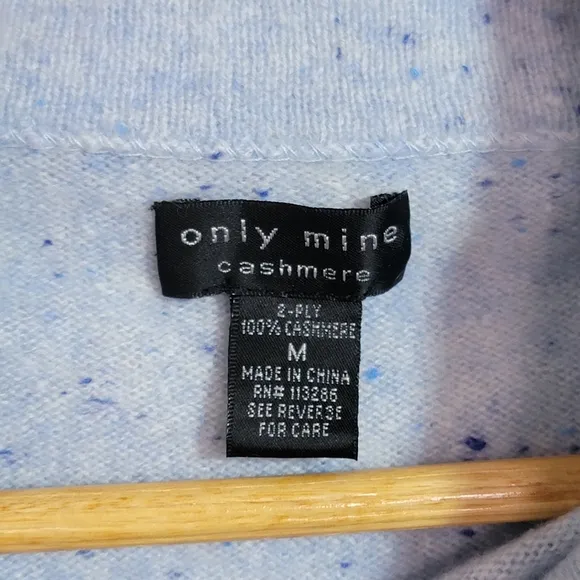 y2k Only Mine 100% Cashmere Mock Neck Boxy Sweater sz M Sky Blue