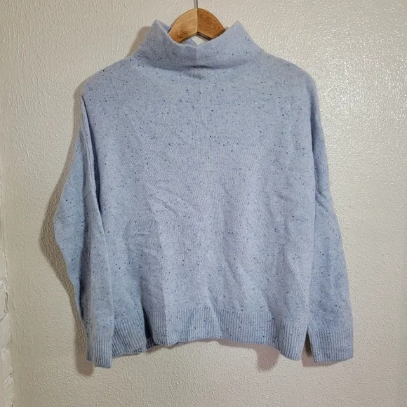 y2k Only Mine 100% Cashmere Mock Neck Boxy Sweater sz M Sky Blue