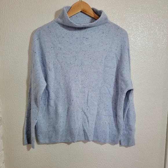 y2k Only Mine 100% Cashmere Mock Neck Boxy Sweater sz M Sky Blue