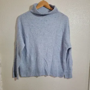 y2k Only Mine 100% Cashmere Mock Neck Boxy Sweater sz M Sky Blue