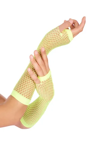 Yellow Neon Fishnet Gloves