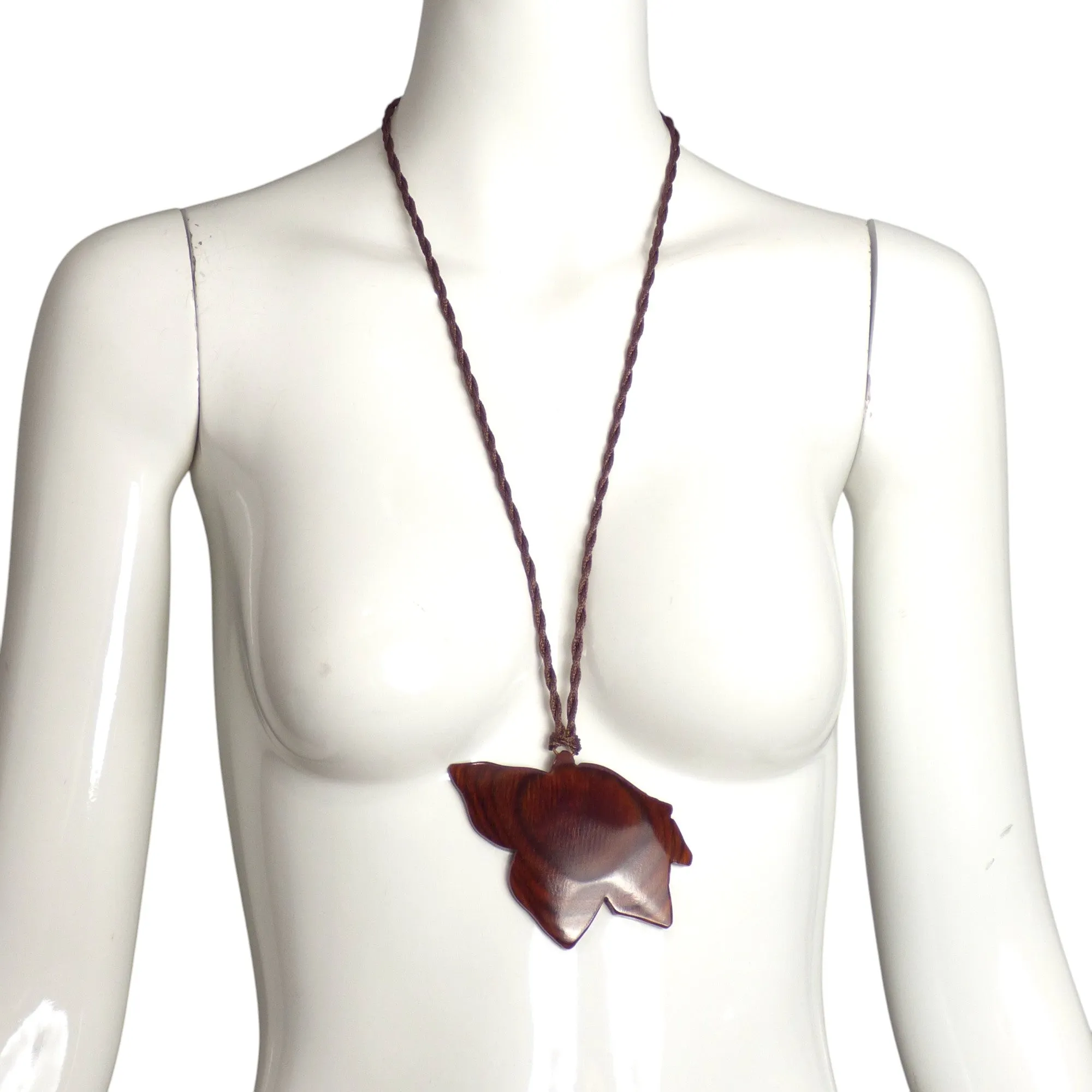 YVES SAINT LAURENT- 1970s Wood Pendant Necklace