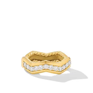 Zig Zag Stax Ring in 18K Yellow Gold with Diamonds, Size 8