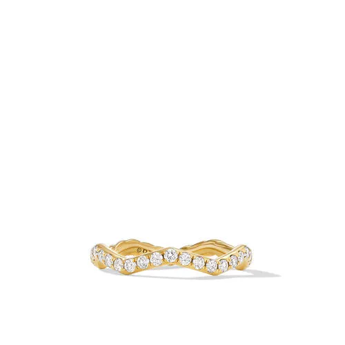 Zig Zag Stax Ring in 18K Yellow Gold with Diamonds, Size 8
