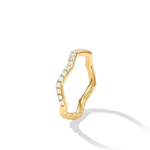Zig Zag Stax Ring in 18K Yellow Gold with Diamonds, Size 8