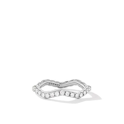 Zig Zag Stax Ring in Sterling Silver with Diamonds, Size 6
