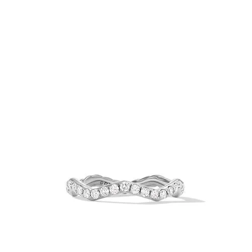 Zig Zag Stax Ring in Sterling Silver with Diamonds, Size 6