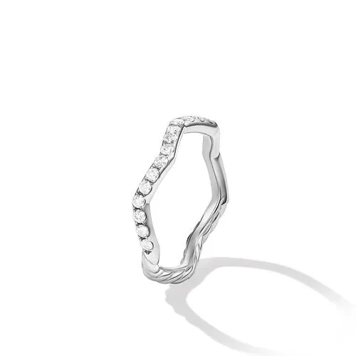 Zig Zag Stax Ring in Sterling Silver with Diamonds, Size 6